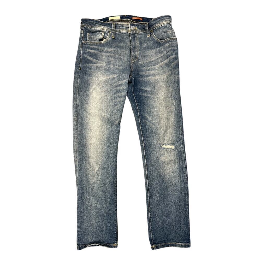 Anthropologie Pilcro Lightly Distressed Straight Leg Stretch Blue Jeans 28 (30)